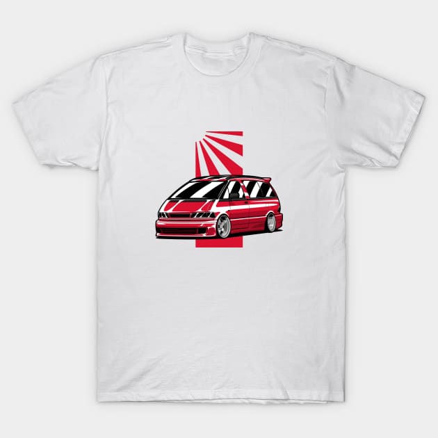 Red Estima Previa Classic JDM Legend T-Shirt by KaroCars